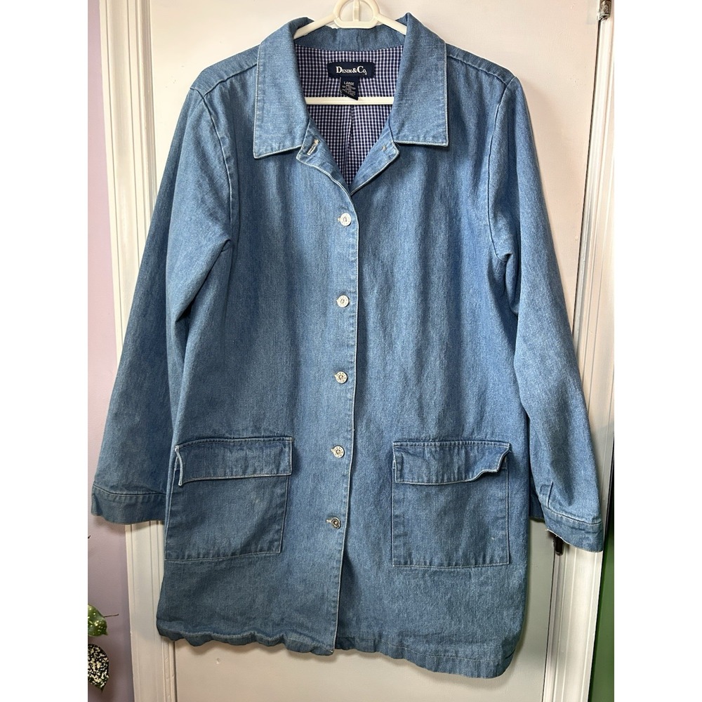 Denim And Co. Blue Denim Women's Large Chore Coat Barn Coat